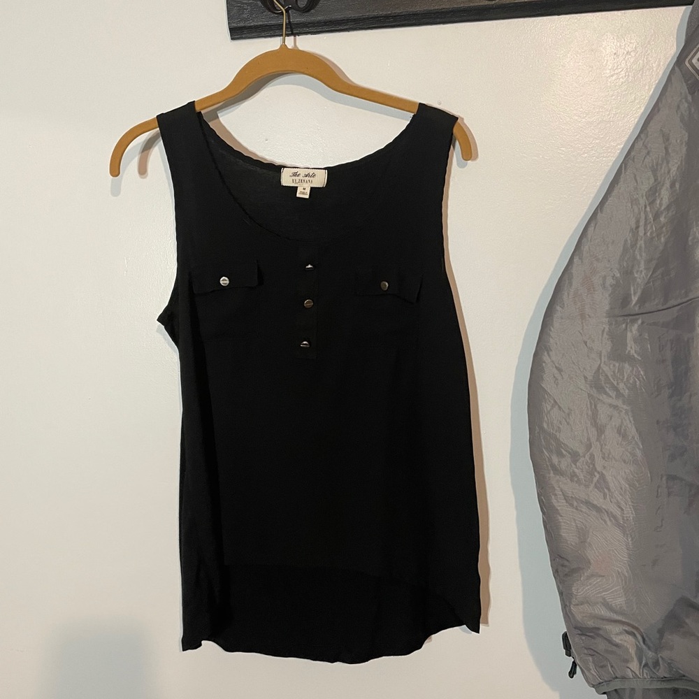 Black blouse top with mesh front